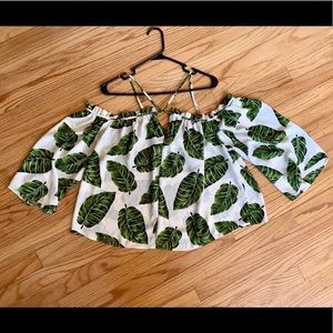 🌺Palm Leaf Off the Shoulder Top